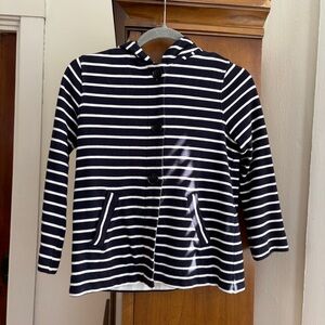 J. Crew Navy Blue Striped Hoodie with 3/4 sleeves size small